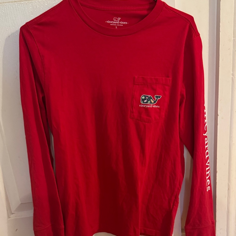 Vineyard Vines Kids Holiday Red Long Sleeve Tee